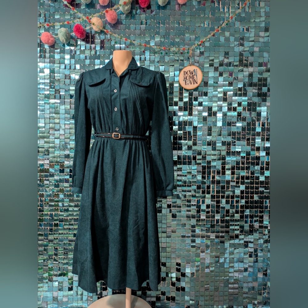 Teal Long Sleeve Dress - Vintage